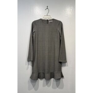 Zara Trafaluc Mini Dress Size XS Plaid Print Long Sleeve Ruffle Hem Academia